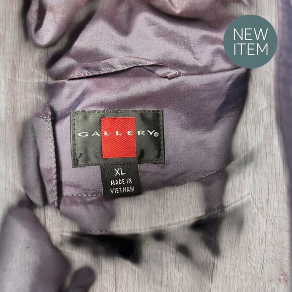 Gallery Women’s Hooded Jacket Coat – Size XL – Purple – Button Front – Pockets - Picture 3 of 6